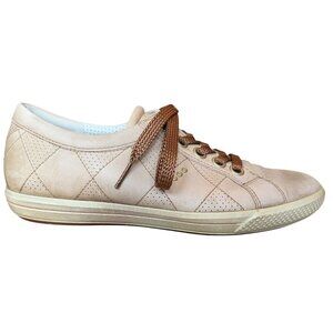 Ecco Hydromax Beige Leather Spikeless Street Golf Cleat Shoes Womens 37 US 6-6.5